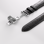 Echtläder‑Auerband am Kroko‑Styl Schwaarz