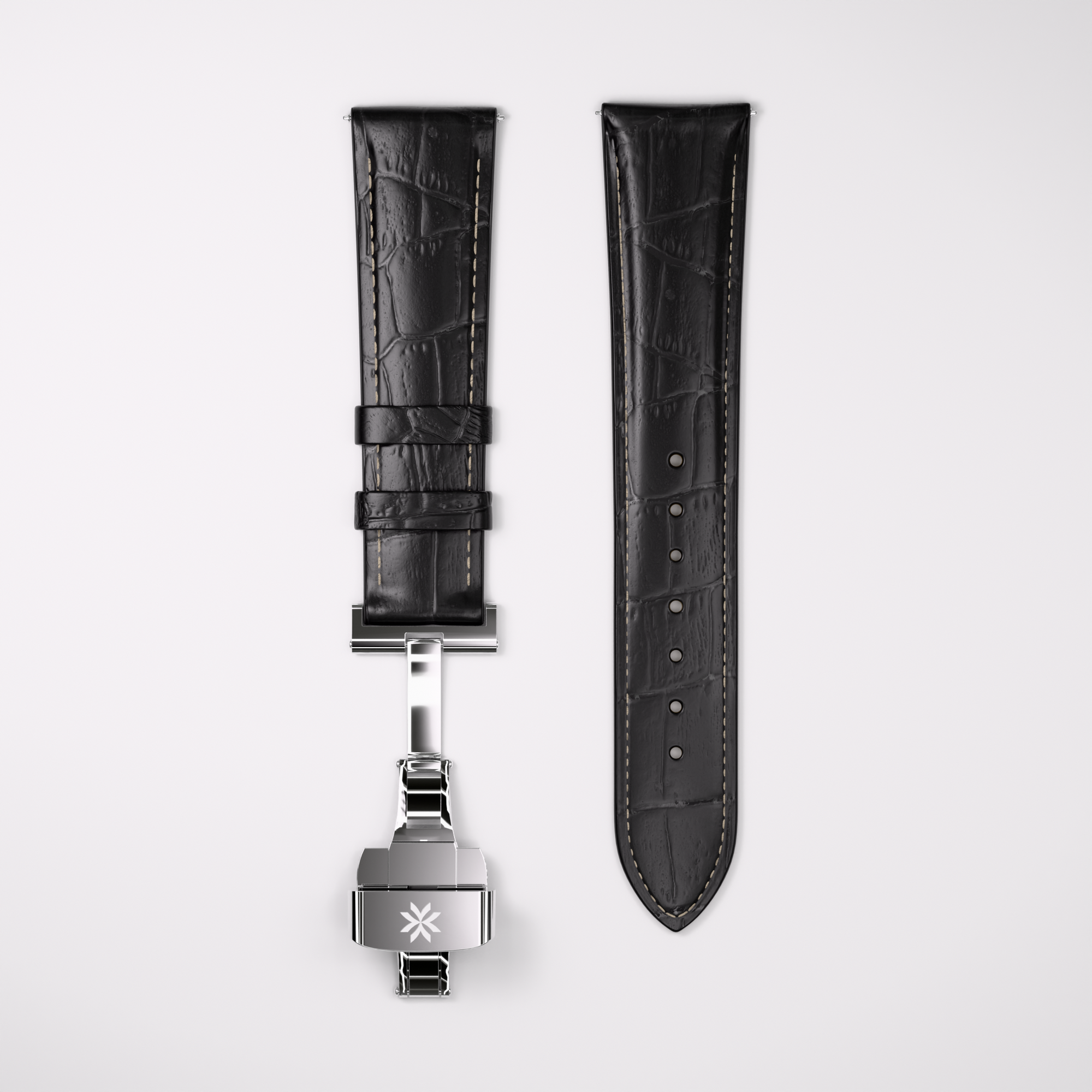 Echtläder‑Auerband am Kroko‑Styl Schwaarz